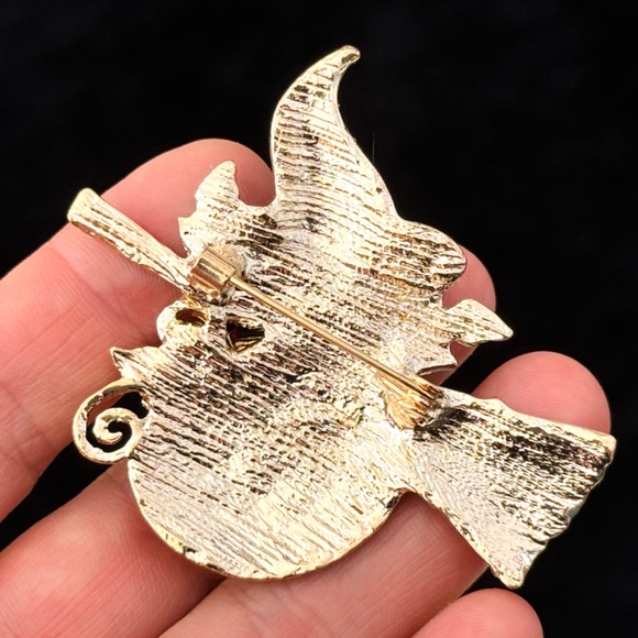 Halloween Rhinestone Brooch Pumpkin Brooch Witch Brooch Witch Pin - Picture 4 of 5